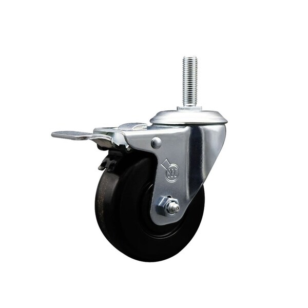 4 Inch Phenolic Wheel Swivel 34 Inch Threaded Stem Caster Total Lock Brake SCC
